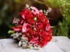 Deep red dahlias callas roses