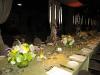 simple iron candelabras on long table
